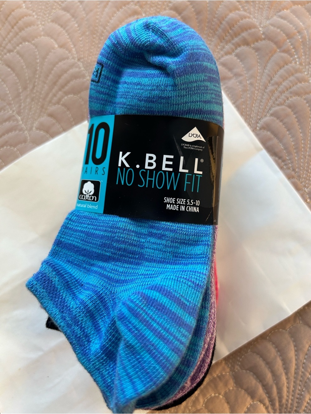 K. Bell No Show Fit Socks 10 Pairs multicolor 5.5-10 new